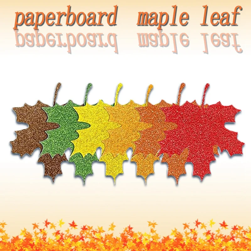 240Pcs Paper Leaves Kit 6 Color Thanksgiving Glitter Fall Maple Leaves Tags Set With Hole Hanging Sign Tags For Crafts Decor