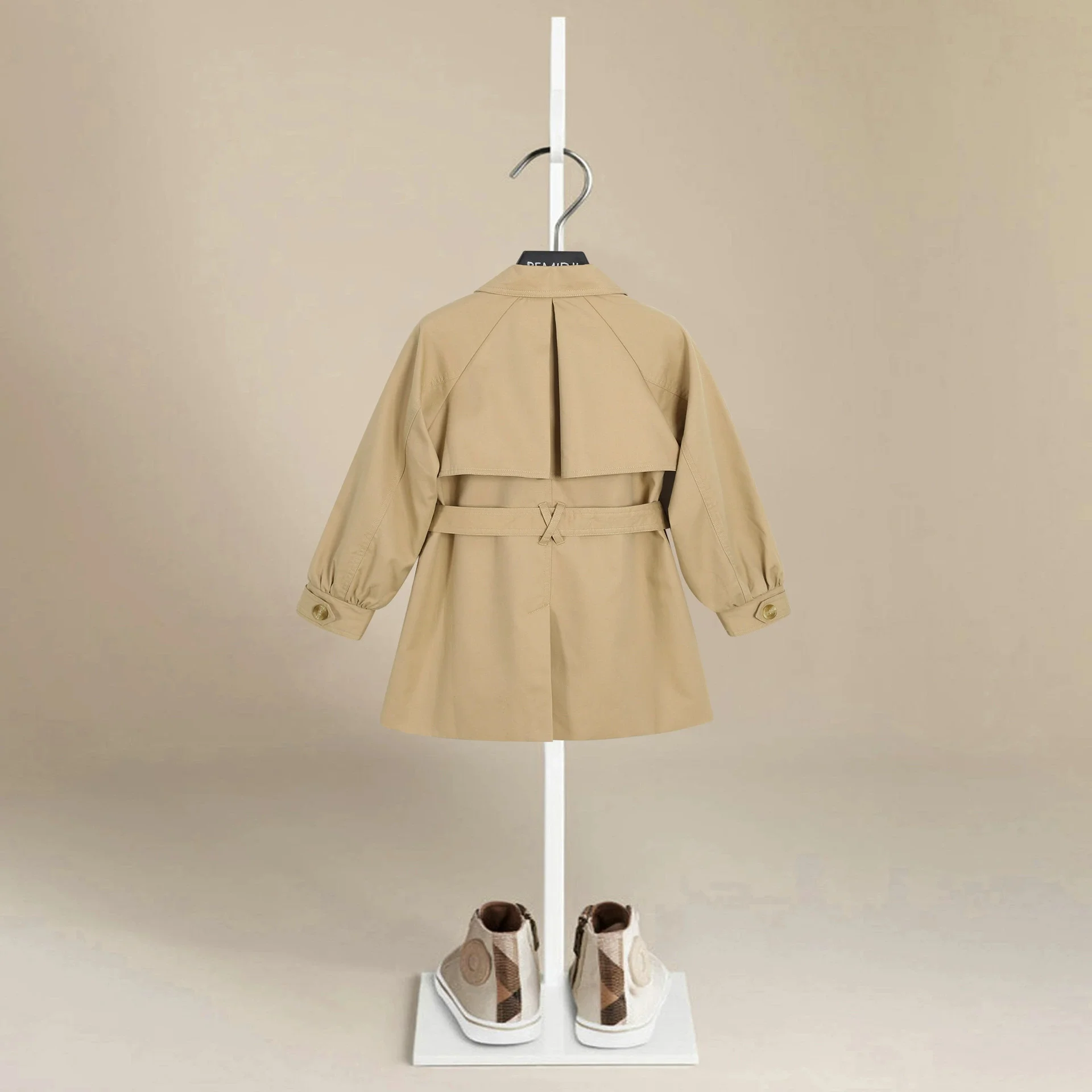 Girls Trench Coat Autumn/Winter Children Jacket Thickened  Handsome Top Mid Length Double Breasted Cardigan Girls Windbreaker