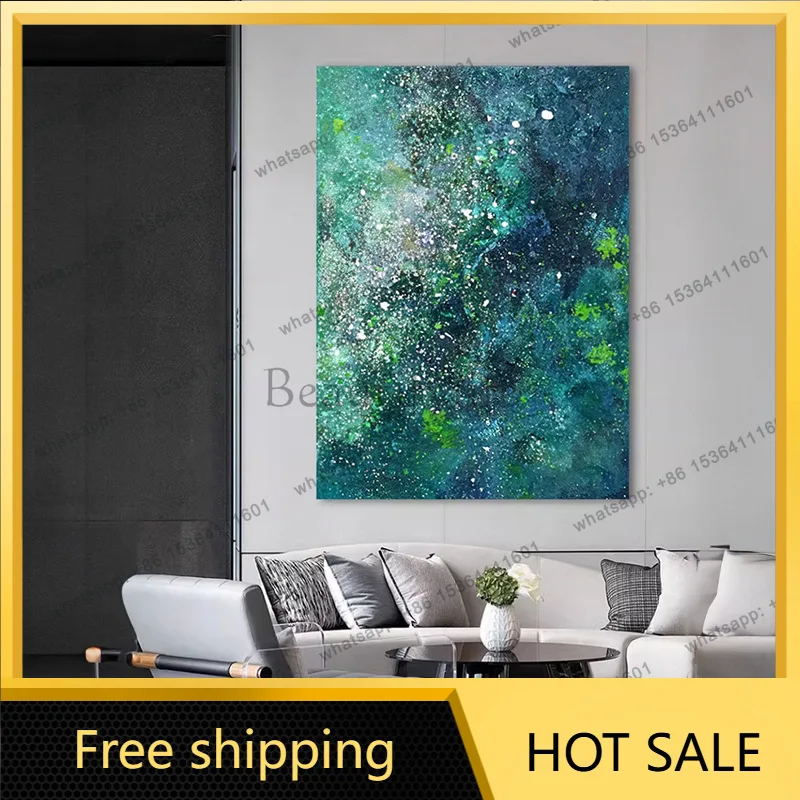 LJY modern simple living room abstract decorative painting high sense green starry sky