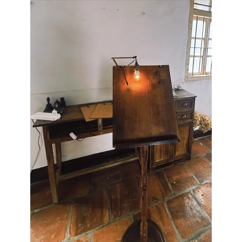 Medieval old wood solid wood music stand, desktop feeling floor magazine menu, retro newspaper reading bookshelf