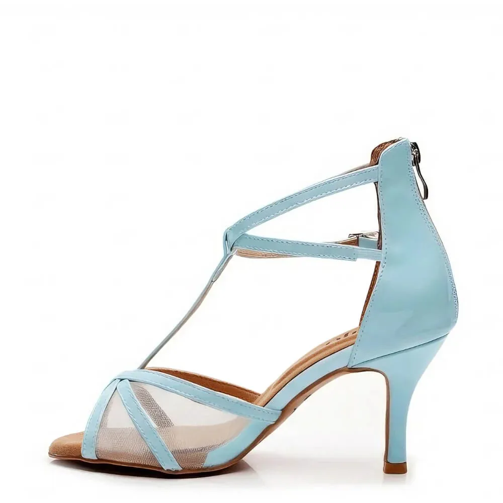 

Practice Women Dance Shoes Blue PU Latin Salsa Shoes 8cm Sexy Salsa Ballroom Dance Shoes Girls Sneaker Party Dancing Shoes