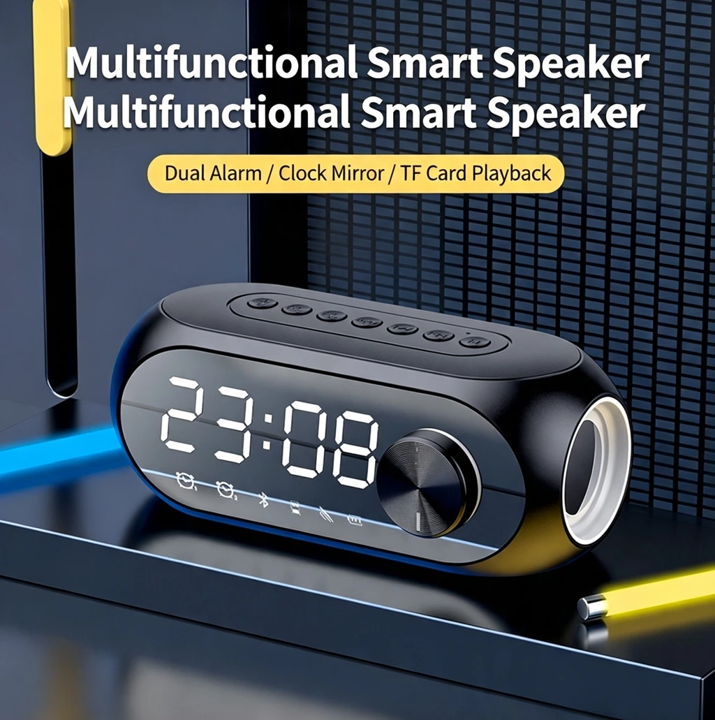 Радио-будильник FM, Bluetooth-колонка, портативный сабвуфер, звуковая колонка, беспроводные мини-вуферы, колонка-лампа.