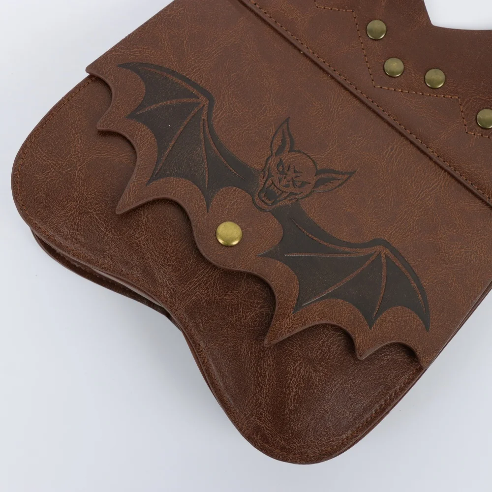 Halloween Medieval PU Leather Waist Bag, Bat Pattern Belt Pouch LARP Cosplay Costume Prop - view 5