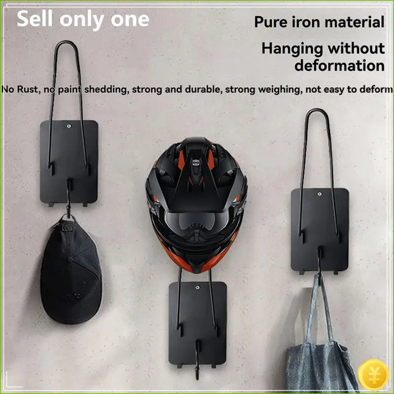 Helmet Storage Rack Wall-Mounted Storage Rack Motorcycle Helmet Stand Helmet Hook Coat Hanger Movable Hook Storage Rack