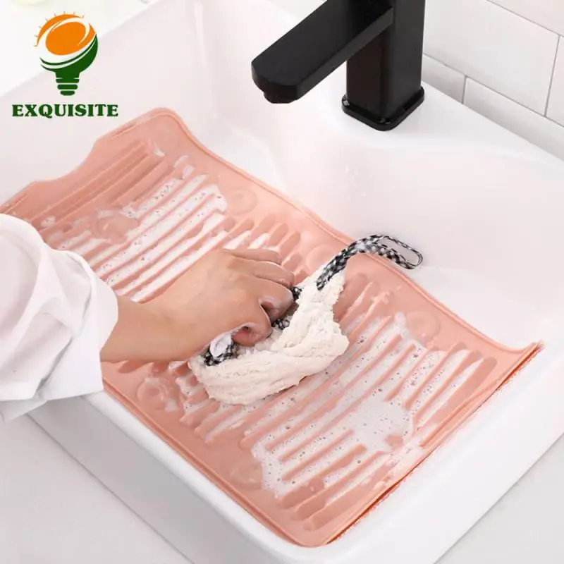 Foldable Scrubbing Board Personal Laundry Socks Silicone Scrubbers Laundry Mat Portable Clean Tool Washing Board Non Slip