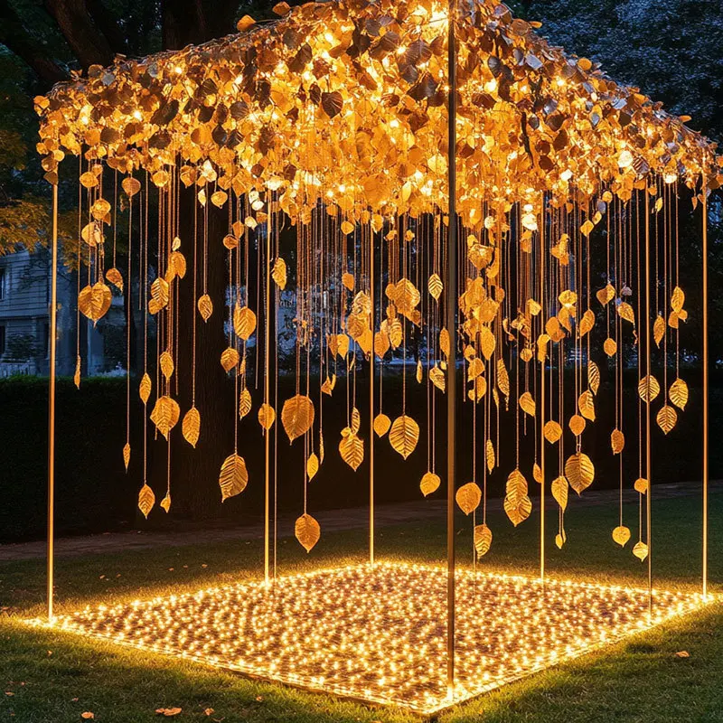 

Украшение золотого серпанца на дереве, живописный парк, светящийся кулон, реквизит для ландшафтного дизайна