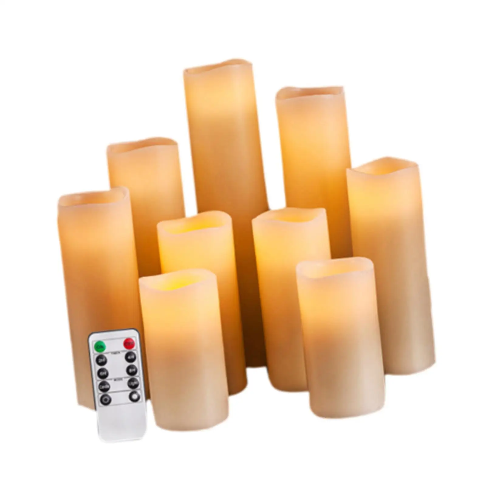 9 Pieces Flameless Flickering Pillar Candles for Restaurants Decor Accessory