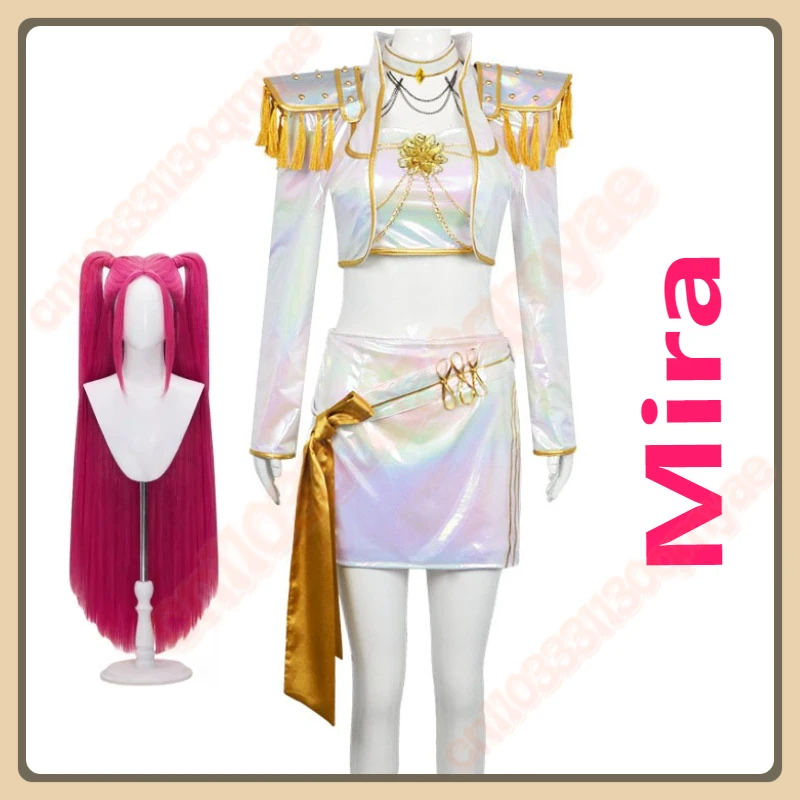 アニメK-POPデーモンハンターズ ゾーイ ルミ ミラ コスプレ衣装 ホワイトPUレザー ユニフォーム ロールプレイ パーティー ハロウィン カーニバル 衣装