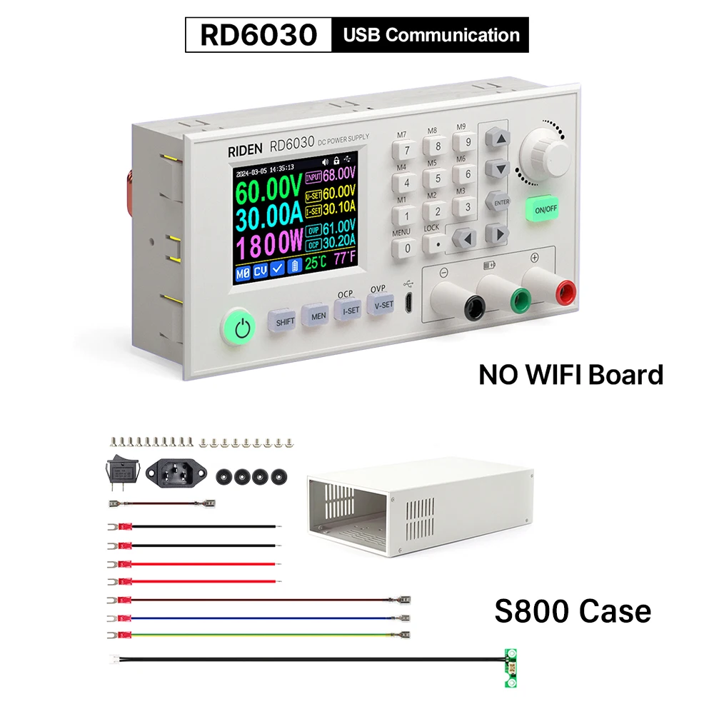 

2.4-inch LCD Screen RD6030 RD6030W 60V 30A DC Voltage Regulator Digital 0-60V Adjustable Battery Charger 12V/36V/48V/60V