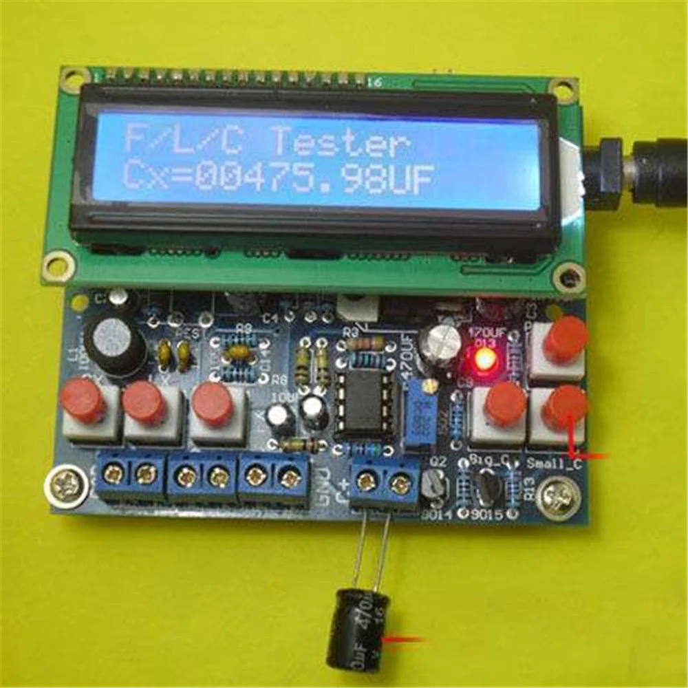 Capacitor Tester DIY Kit Set Digital LCD Display Inductance Meter Frequency Component Tester 0.1μH-1H Component Tester Capacitor