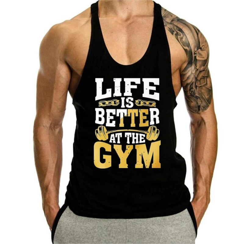 

Мужской спортивный жилет Muscle Fashion - одежда-стрингер без рукавов для бодибилдинга, дышащая спортивная рубашка для фитнеса и тренировок для тренировок