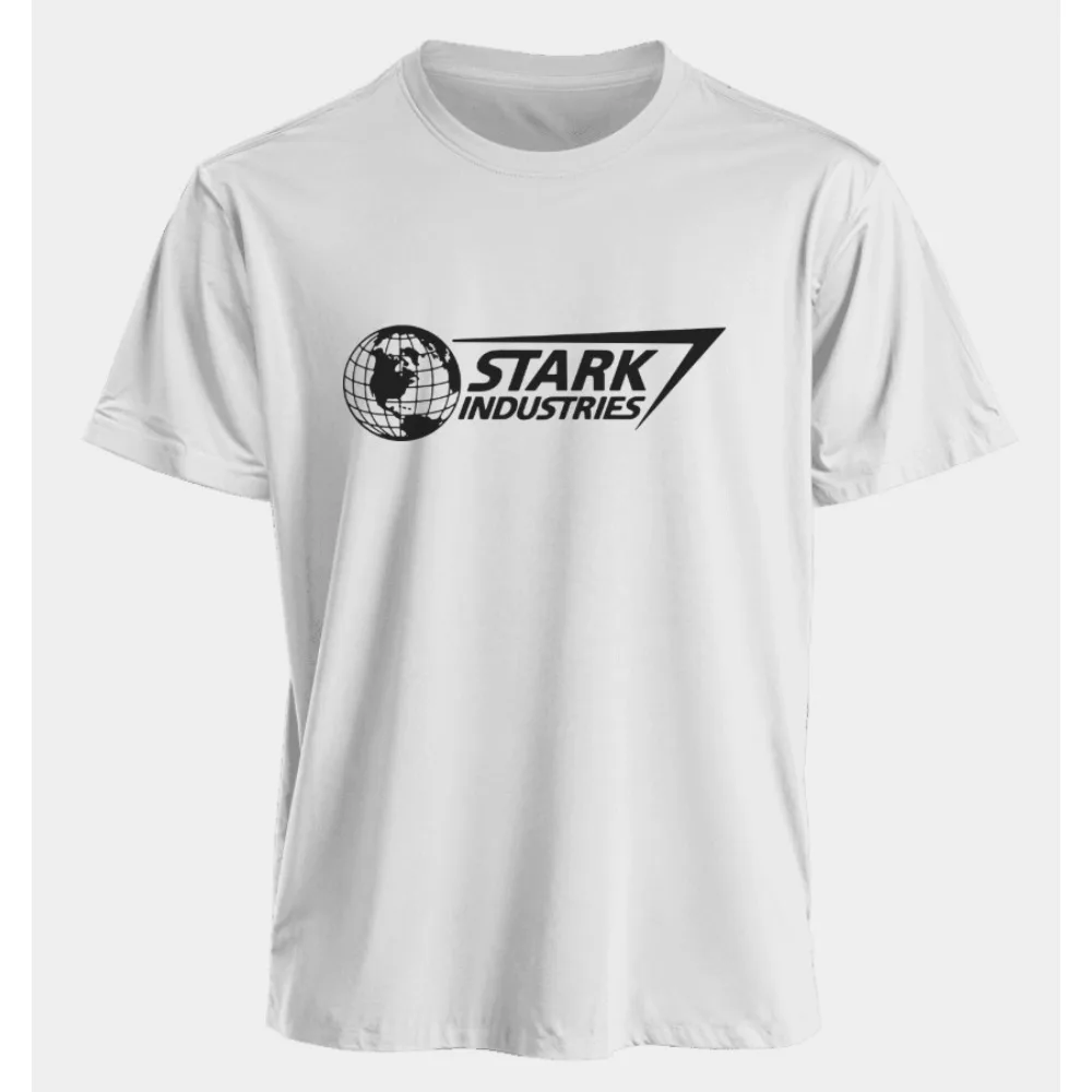 تي شيرت Marvel للرجال والنساء من Iron Man Stark Industries صيفي أمريكي للربيع والخريف بأكمام قصيرة رياضي كبير الحجم