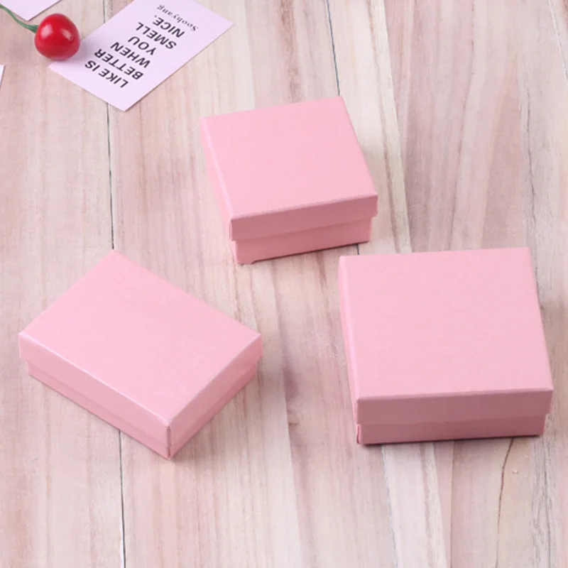 Sweet Pink Color Jewelry Box Differ Size Jewelry Storage Gift Box With Sponge Earrings Necklace Bracelet Container Wholesale