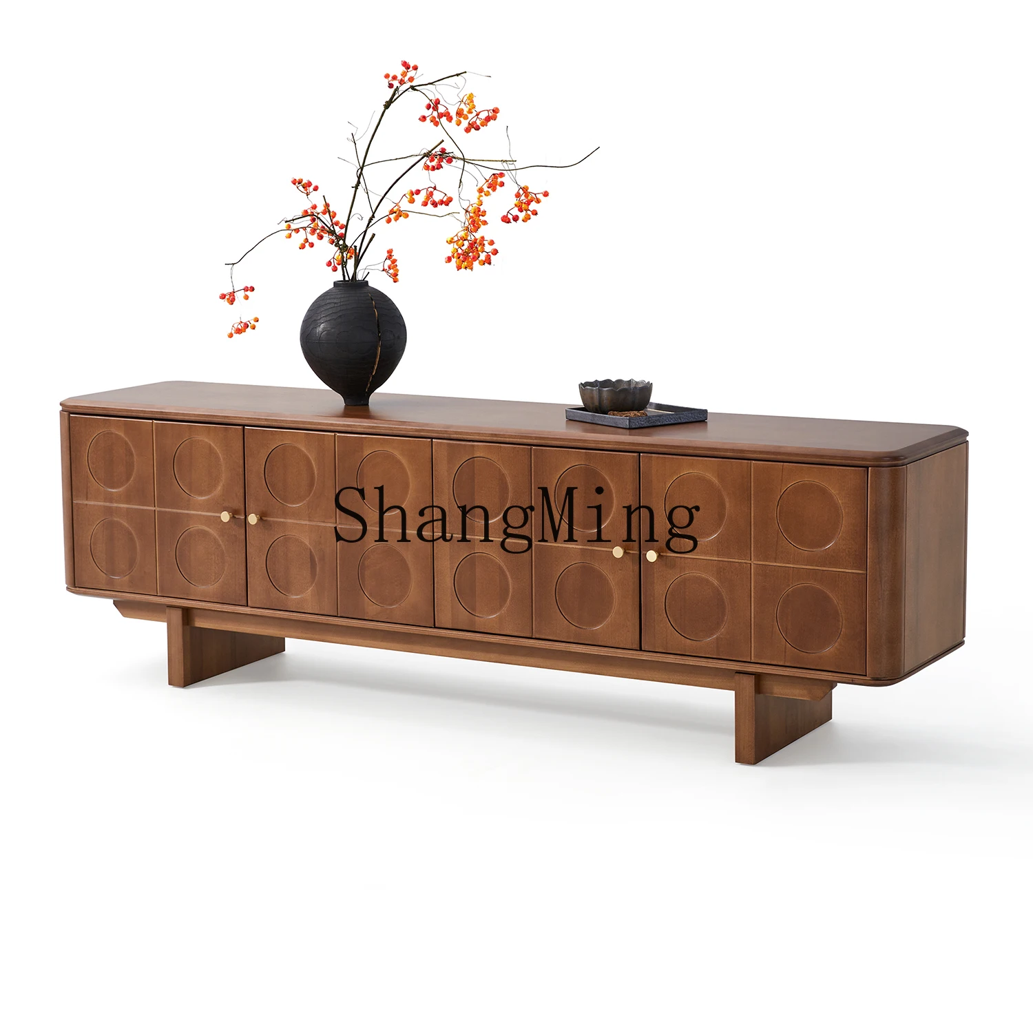 

TMJ wabi-sandy wind solid wood cabinet coffee table combination retro wind TV cabinet