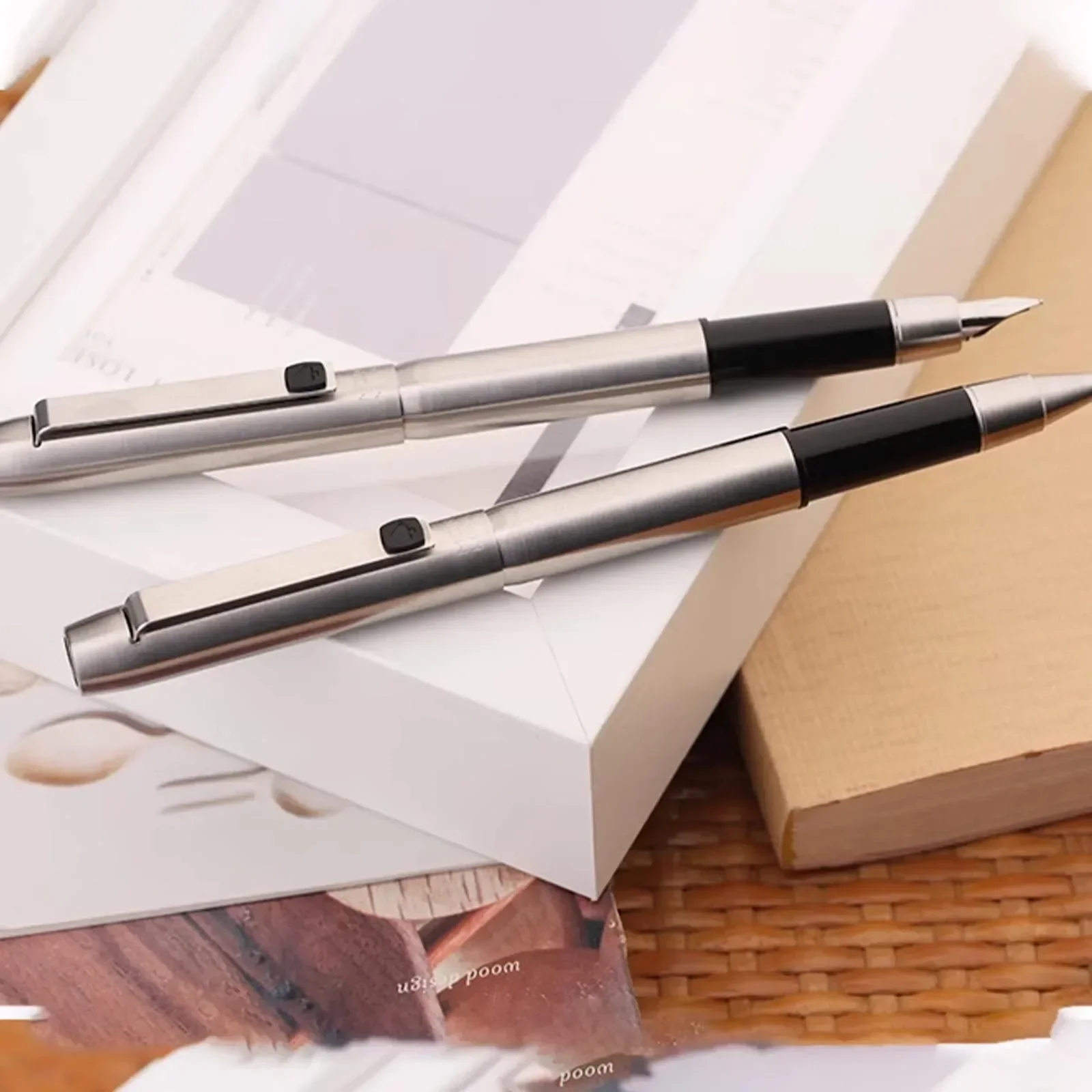 Majohn B25 Metal Fountain Pen F nib with Ink Absorber Dual purpose Design school Office writing Supplies students gift pens