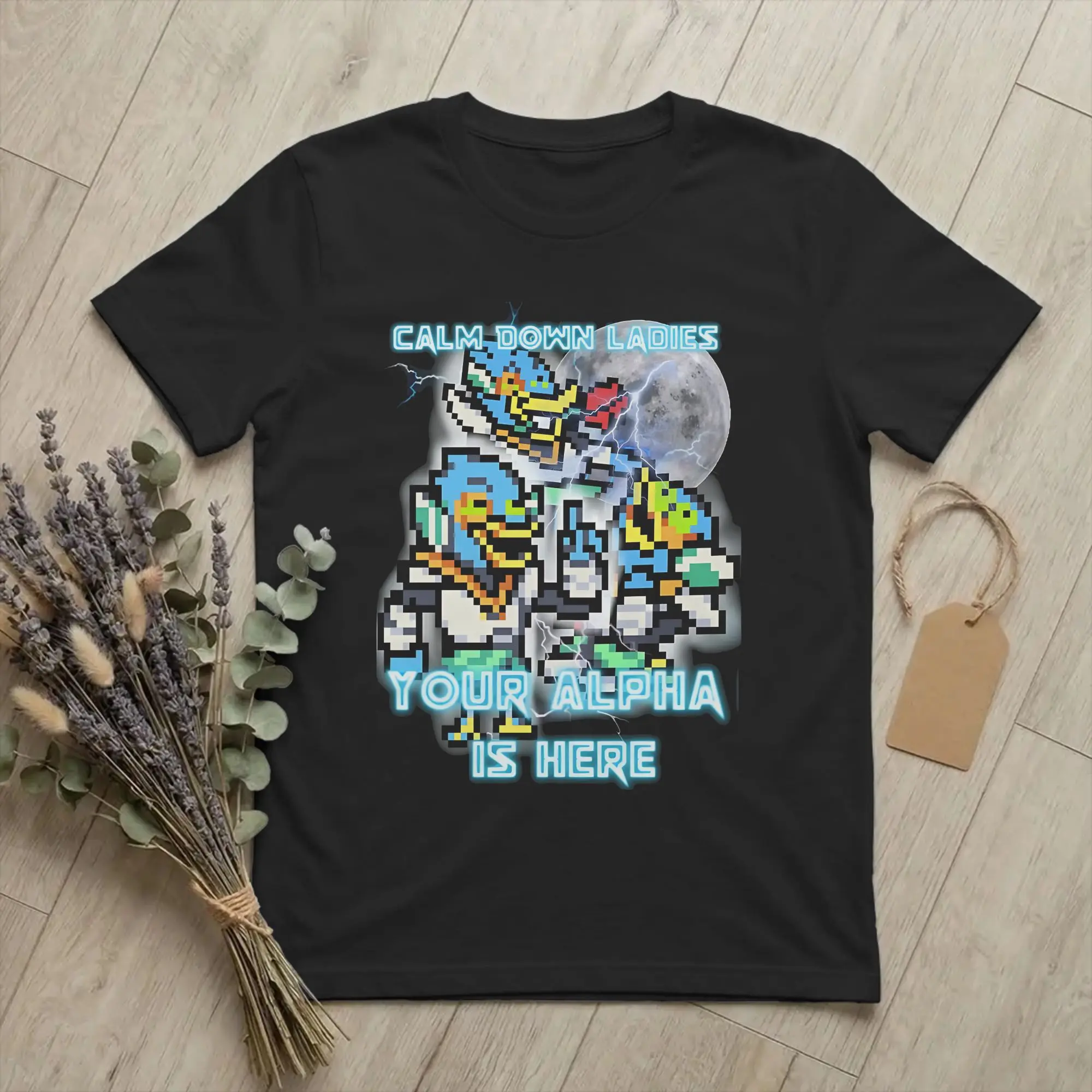 Harajuku Calm Down ladies your alpha is here Berdly Deltarune Tshirt Short Sleeve Top Tee  Cotton Summer Clothing