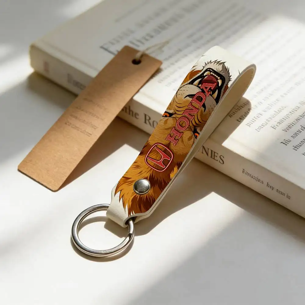 

For Honda High Quality PU Leather Moto Keychain Vintage Style Key Pendant For Scooter Motocross