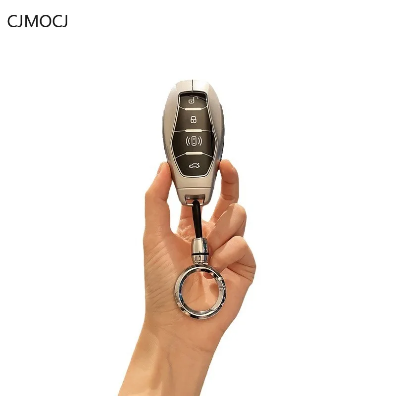 Zinc Alloy Key Fob Cover for Hongqi H5 2023/HS5/H6, Heavy Duty Metal Protective Case Shell with Keychain, Anti-Drop Keybag