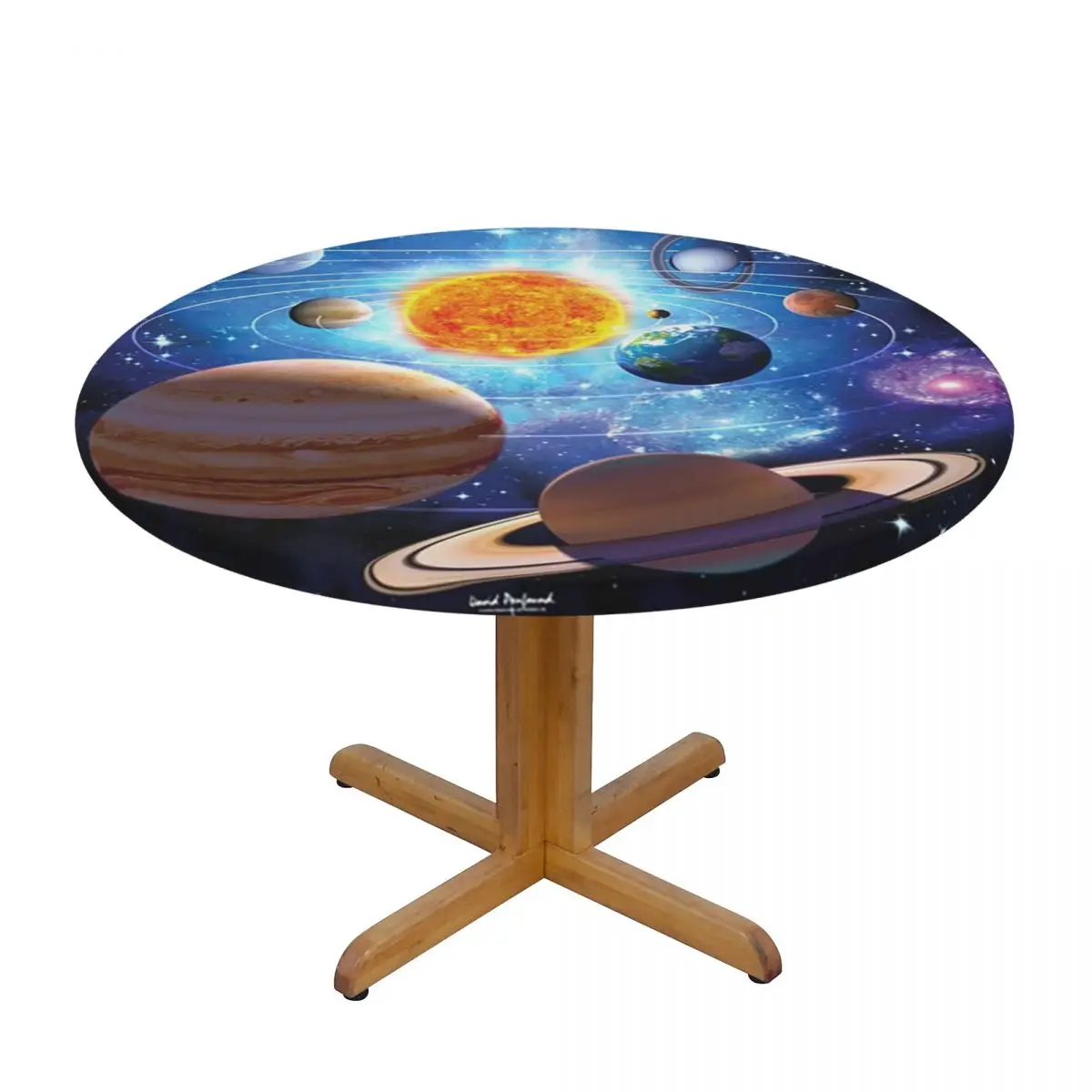 Solar System Space Planets Universe Waterproof Round Tablecloth Oilproof Table Cloth for Kitchen Events Dining Table Cover