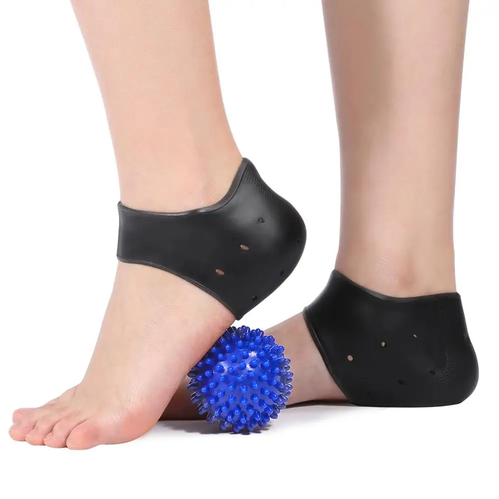 2 زوج غطاء كعب التهاب اللفافة الأخمصية هلام كعب حماة اللياقة البدنية طقم غطاء للقدم منصات كعب مع كرة تدليك شائكة الرعاية الصحية