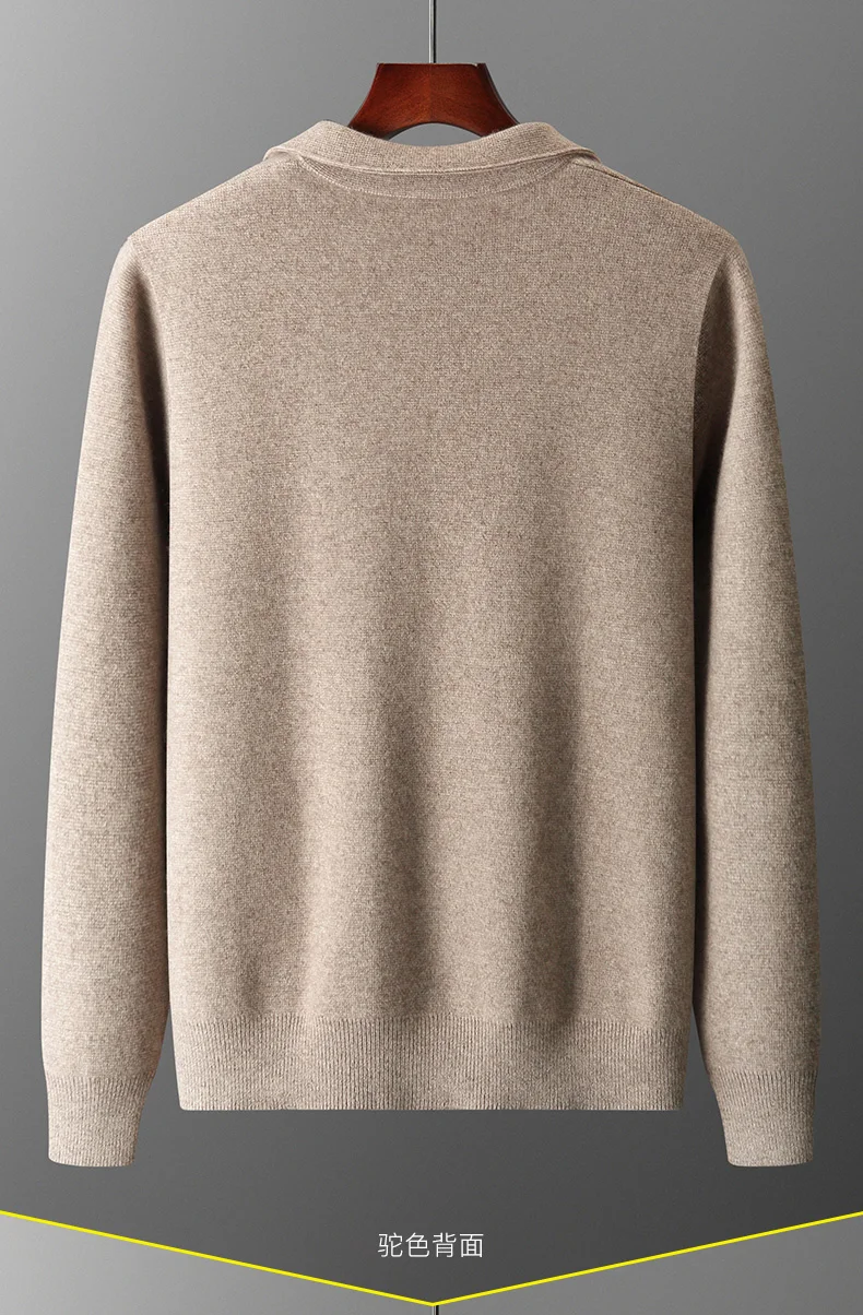 Herren Strickjacke reine Kaschmir jacke Revers Strick pullover mit Reiß verschluss, locker verdickte Langarm Business Casual Herbst Winter – Detail 14