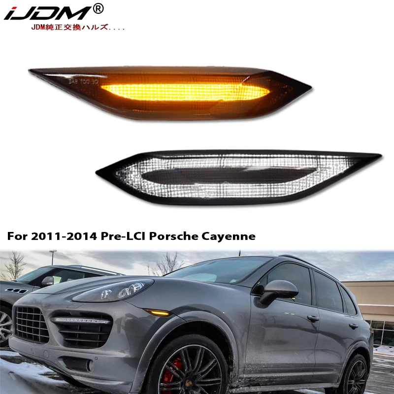 iJDM For Porsche Cayenne 958 Gen Front Side Marker Light Amber Turn Signal Light white Running Position Lights/DRL 2011-2014 12V