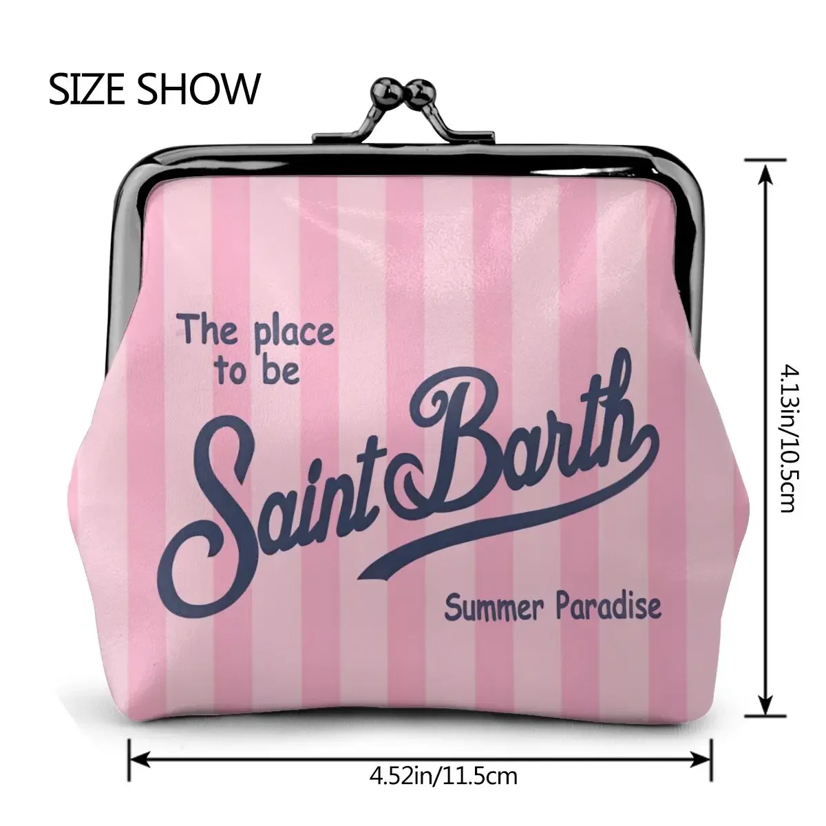 S-Saint B-Barth PU lederen Kiss Lock-portemonnee voor dames. Houdt uw lippenstift, kleine cosmetica, sleutels en sommige munten