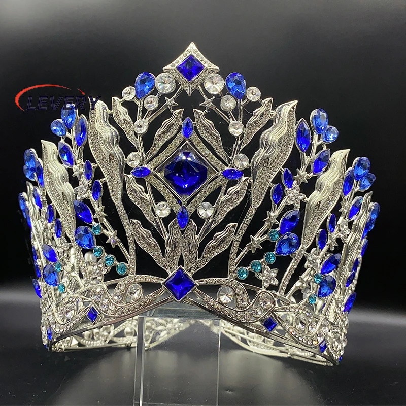 Levery 2024 New Royal Queen Wedding Crown for Women Large Crystal Banquet Tiara Party Costume Hair Jewelry Accessories