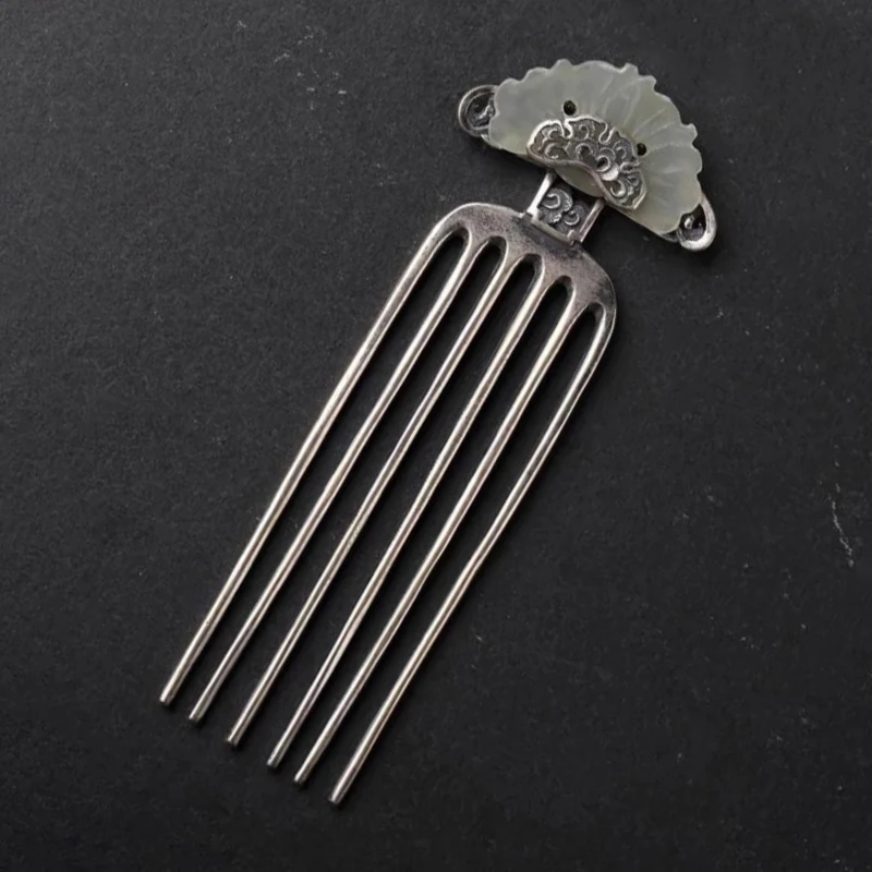 New designer original comb hairpin Thai silver jewelry Chinese retro inlaid jade luxury charm ladies silver jewelry