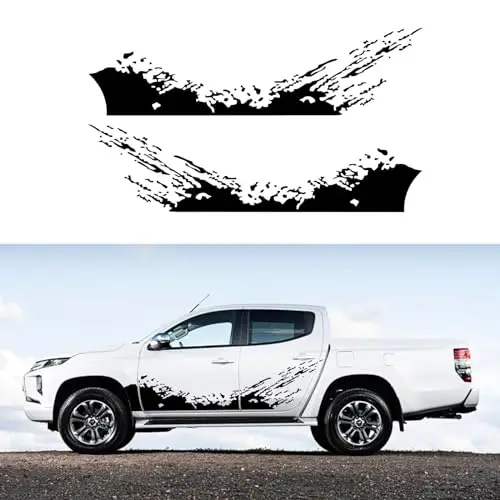 

Black Vinyl Mud Splash Decal Kit For Truck Pickup SUV Side Door Racing Style Waterproof Trim Sticker