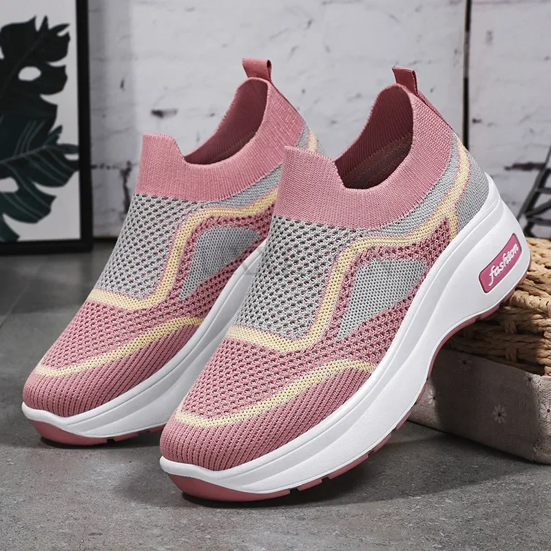 Mesh Thick Sole Casual Height Increasing Women Shoes Comfortable Breathable Lightweight Skin Friendly Outdoor Sports Shoes