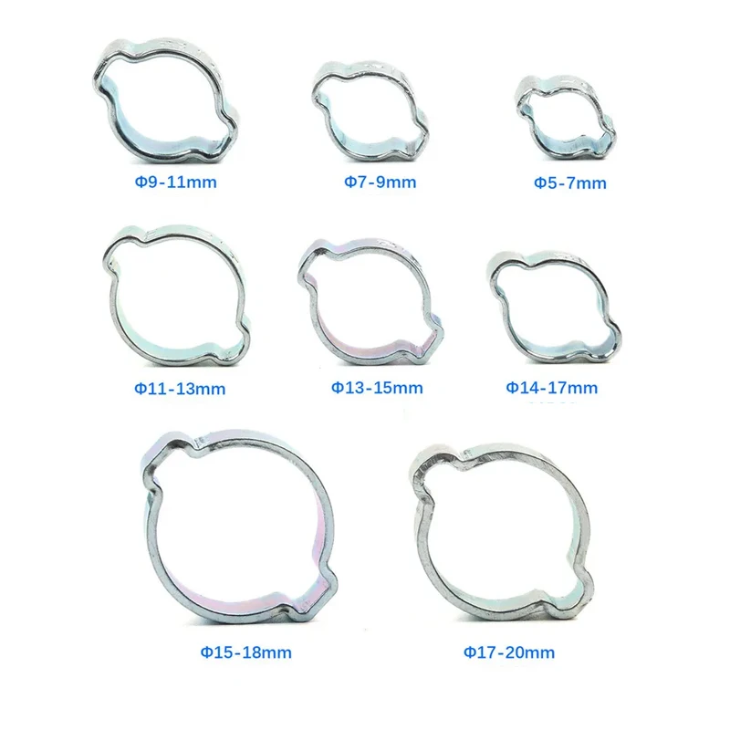 5-20mm Double Ear Clamps O Clips-Crimp O Clip Air Silicone Petrol Fuel Hose Pipe Clamps Clips Hose Fuel Clamps Kits