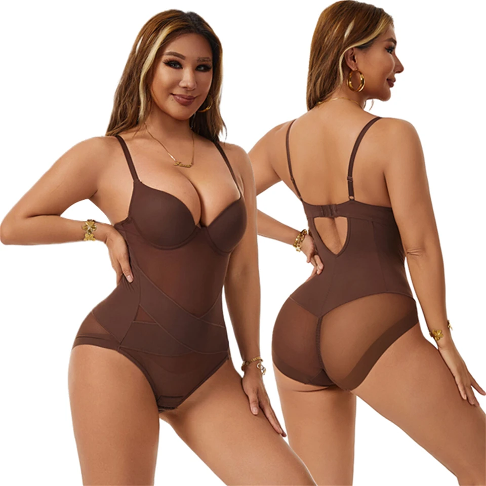 Becirzet Damen-Unterwäsche aus atmungsaktivem Mesh-Material, Bodysuits mit X-Form zur Bauchkontrolle, schlankmachende Shapewear. – Detail 8
