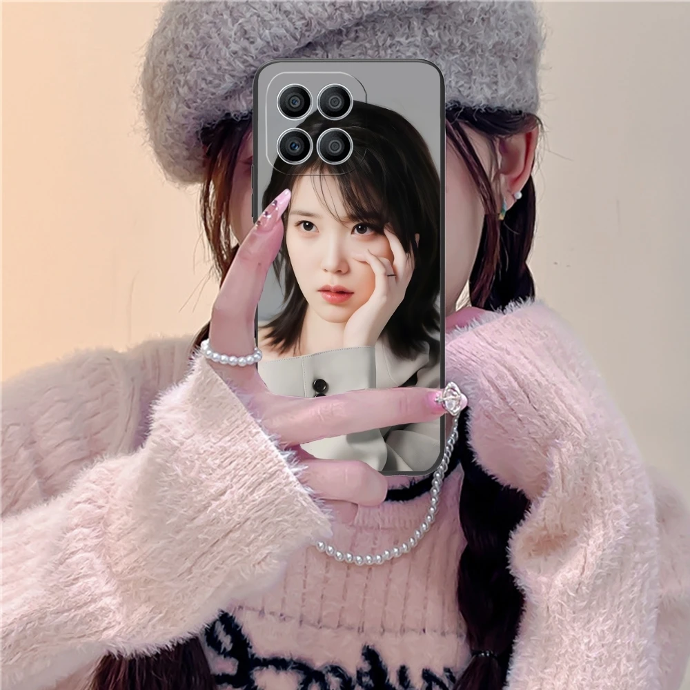 KPOP IU Lee JiEun Mobile Cell Phone Case for Huawei Honor 90 80 70 60 50 30 20 10 9 8 7 Pro S SE Lite 5G Black Phone Cover Shell