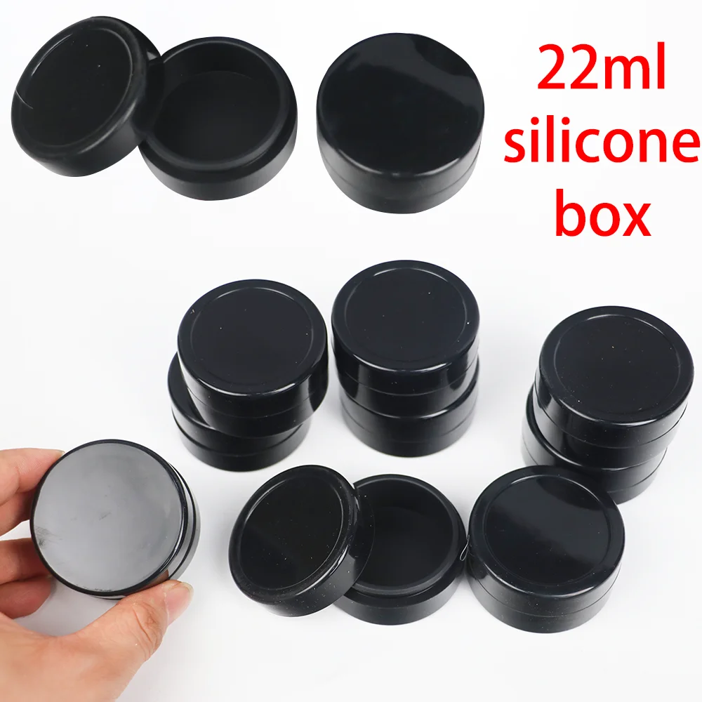 1pcs 22ml Pure Black Circular Silicone Oil Box Spice Storage Portable Compact Heat Resistant Smoking Accessory