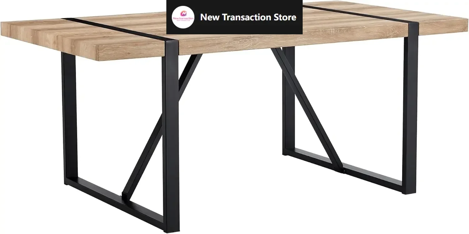 

71'' Kitchen Table,Dinner Table for 6-8, Kitchen & Dining Room Tables,Wood Dining Table with Metal Legs