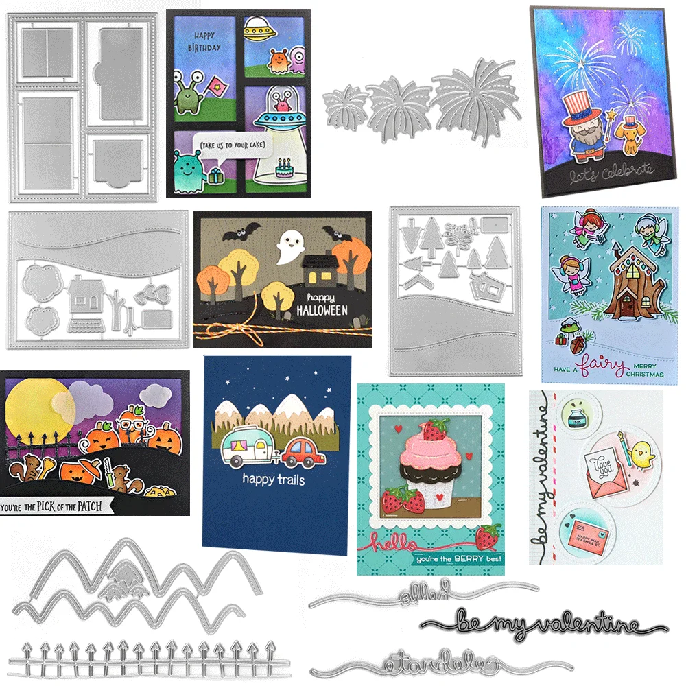 Landschaft Sticth Hillside Peekaboo Metall Stanzformen Prägestanzteile für DIY Kartenherstellung Scrapbooking Bastelzubehör