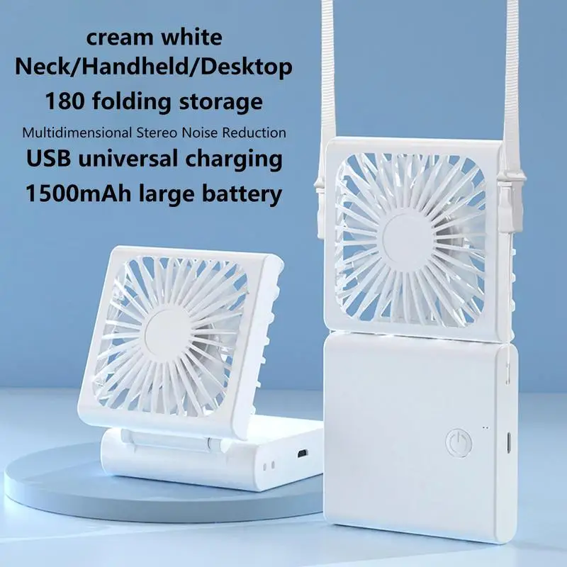 Ventilador plegable de mano, dispositivo portátil de 1500mAh, recargable por USB, pequeño, de bolsillo, plegable de 180 grados y de tercera velocidad