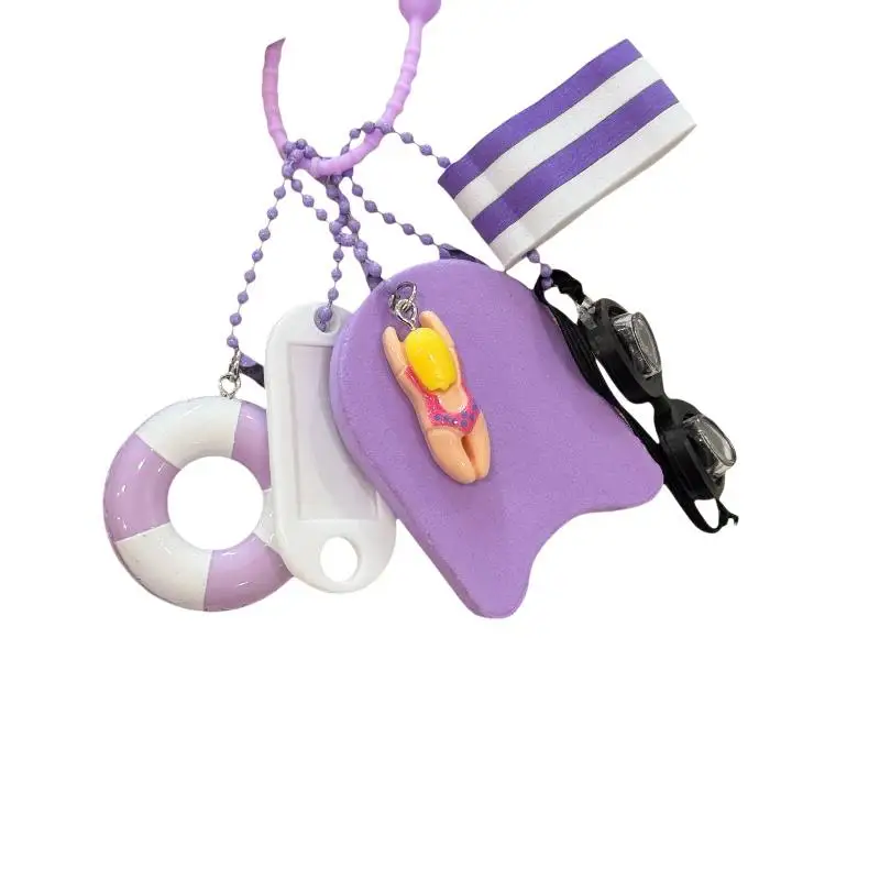 Lila Niedlicher Schlüsselanhänger mit Schwimmmotiv, Mini-Schwimmbrillen-Anhänger, Langlebiger Schulranzen-Anhänger für den täglichen Gebrauch von Kindern – Detail 6