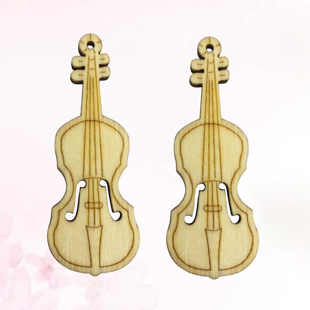 

20pcs Wooden Violin Pendant Mini Musical Instrument Crafts Decor Handmade DIY Ornaments Guitar Miniature Eco Friendly Simple
