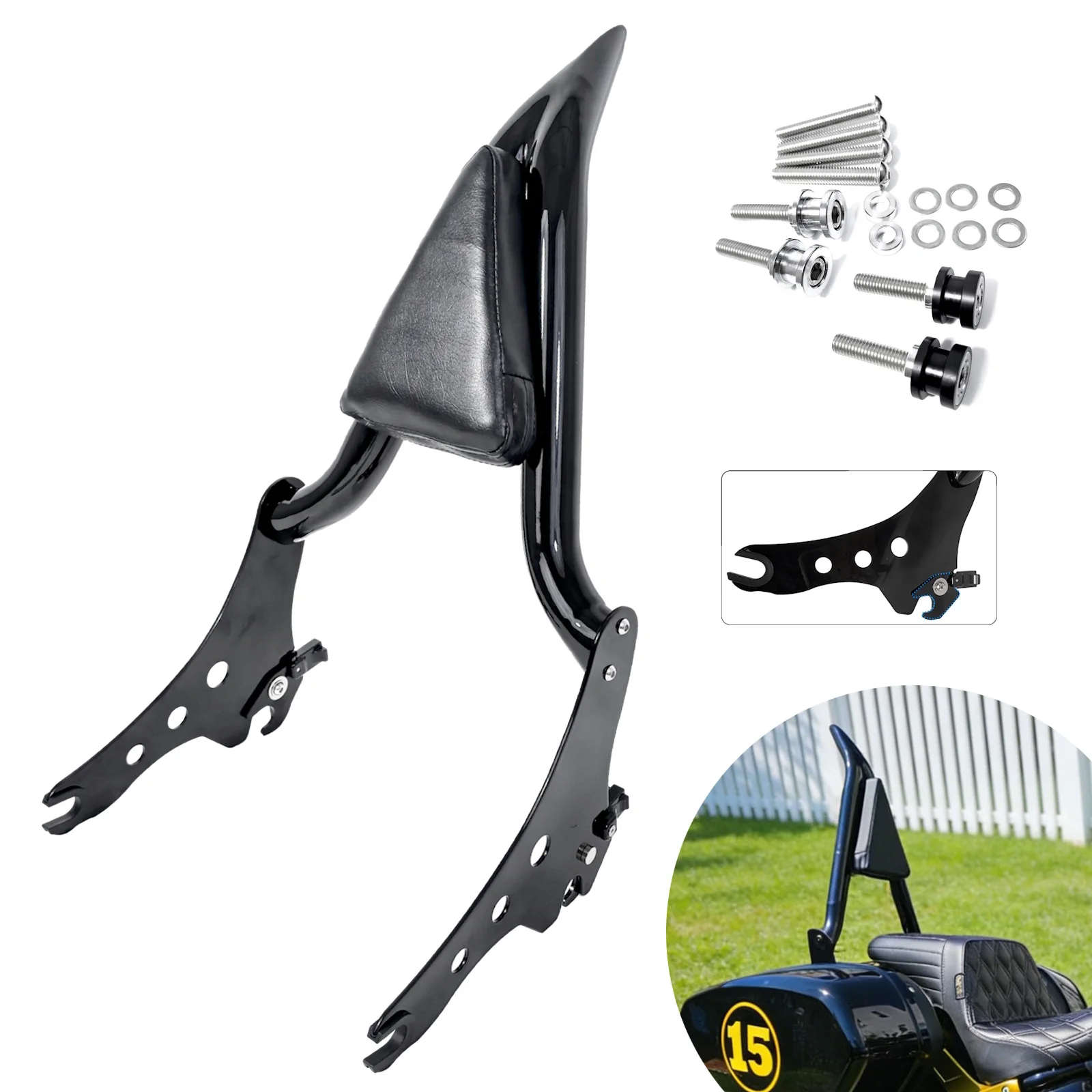 

Motorcycle Rear Backrest Passenger Sissy Bar With Luggage Rack For Harley Softail Sport Glide FLSB Low Rider ST FXLR FXLRS 18-26