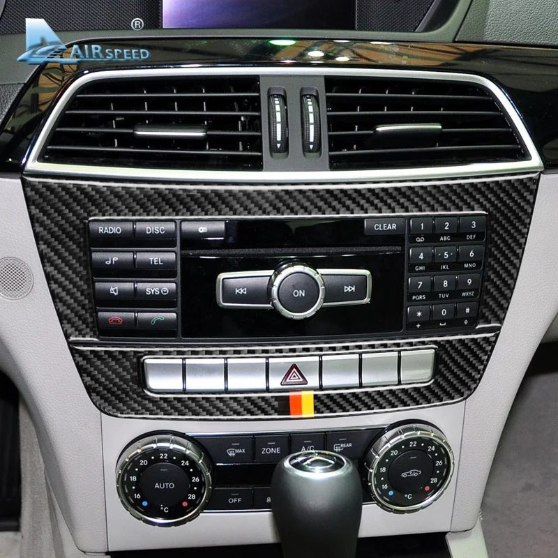 Real Soft Carbon Fiber Auto Mittelkonsole Panel Abdeckung Trim Aufkleber für Mercedes Benz C Klasse W204 2011 2012 2013 Zubehör