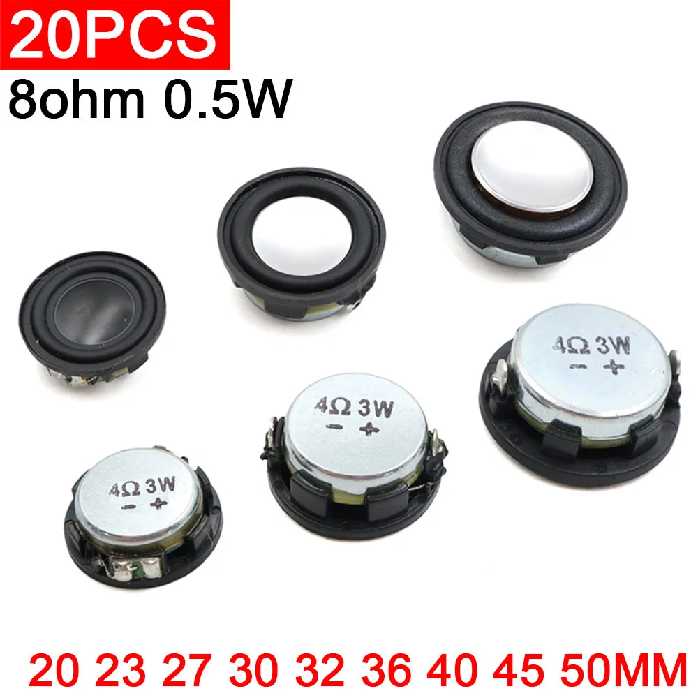 5 Stück 4 Ohm 3 W runder kleiner Lautsprecher 20 24 mm 28 mm Mini-Audio-Mobilgerät Bass-Sound-Lautsprecher Gummikante Heimkino 1 Zoll
