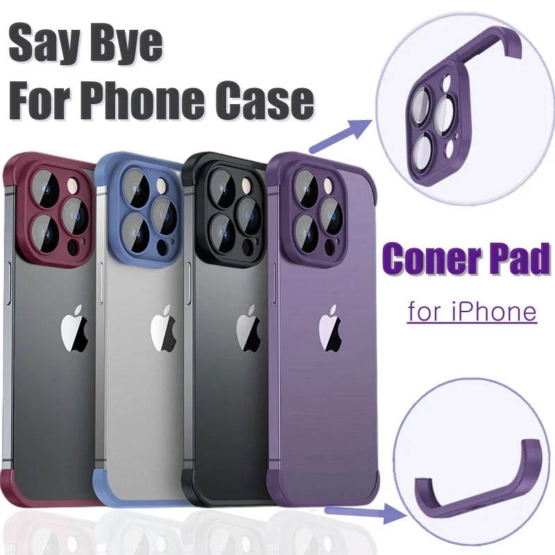 

No Case Corner Pad For iPhone 14 15 Pro Max 13 Camera Lens Glass Protector Edge Bare Corners Frameless Protection Caseless Frame