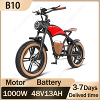 B10 Electric Bicycle 1000W Powerful Motor 48V13AH Lithium Battery Retro Electric Bike 20*4.0 Inch Fat Tire Adult Mountain E-bike
