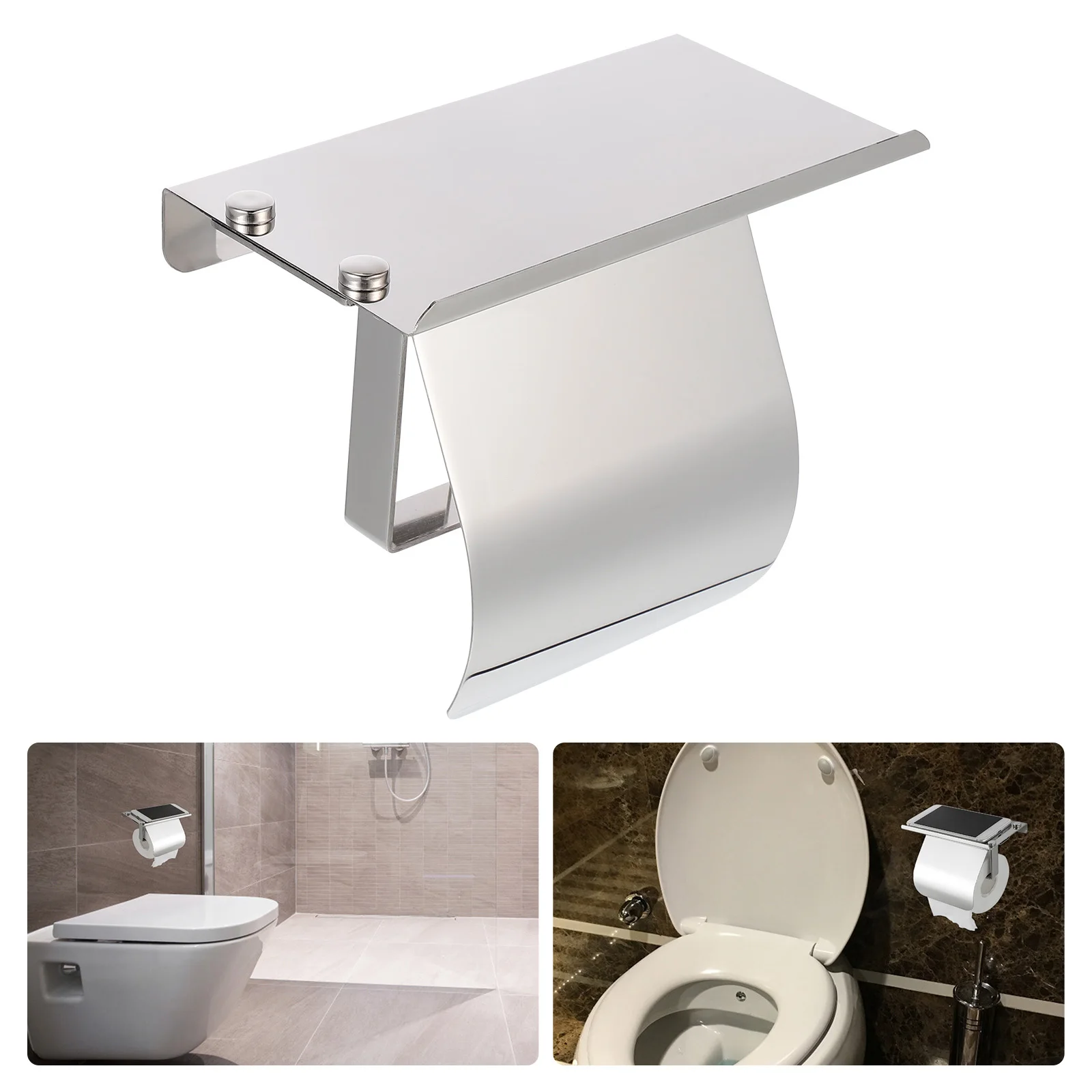 

Toilet Paper Roll Holder Bathroom Organizer Wall Mounted Shelf Easy Install Practical Modern Style Home Decor Gift