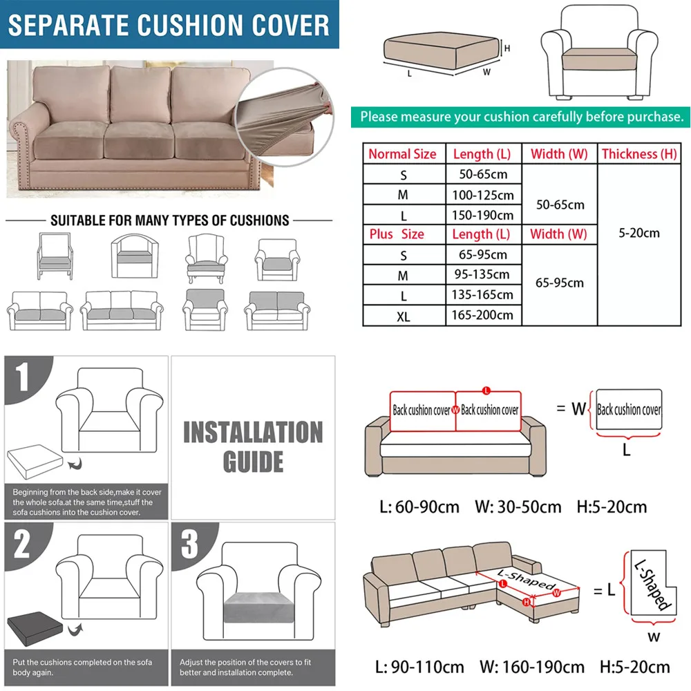 Poszewki na ozdobne poduszki rozciągliwe aksamitna Sofa pokrowce na siedzenia uniwersalne antypoślizgowe elastyczne pokrowce na kanapę pokrowiec na
