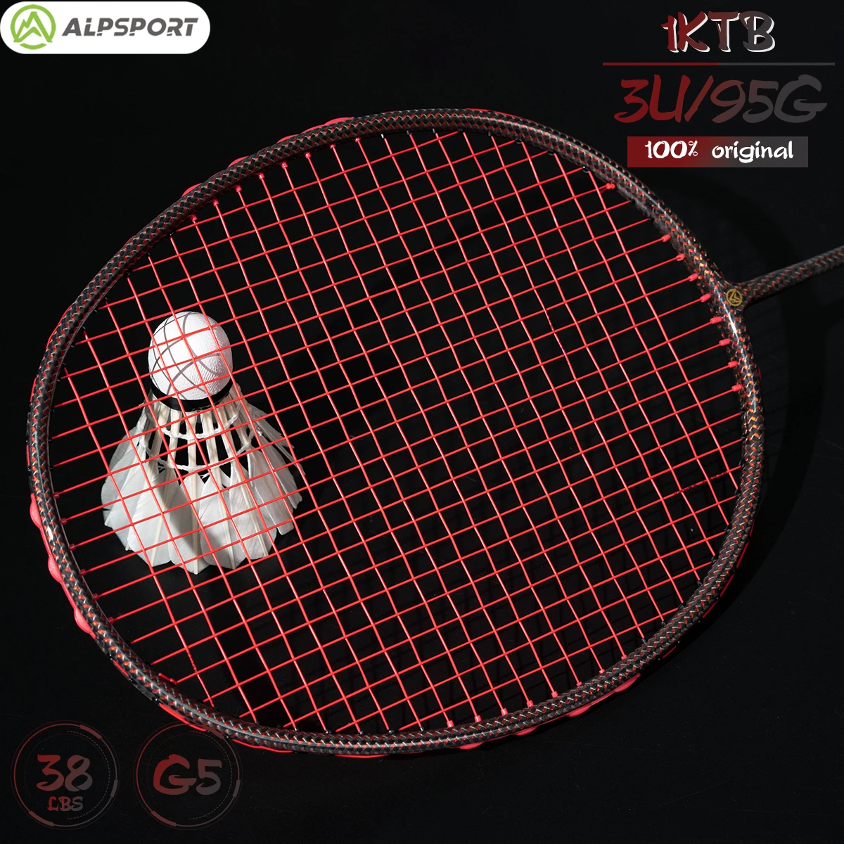 Alpsport 3U Professional Carbon Fibre Badminton Racket T800 Super Offensive Original Outdoor Professional Intermediate & Senior