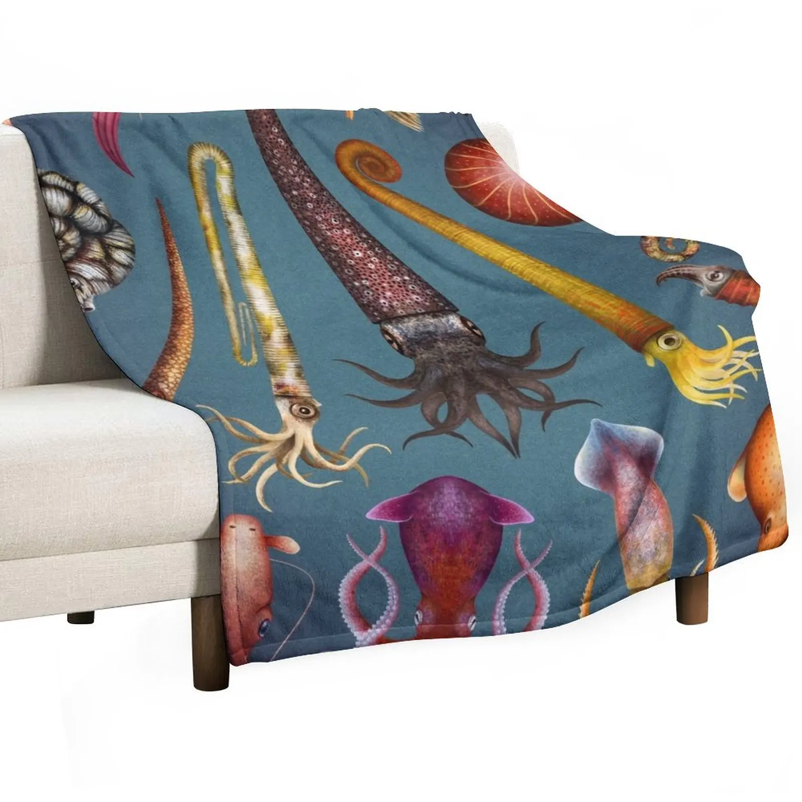 Cephalopods Plate Throw Blanket Sofa Throw blankets ands Quilt Blankets