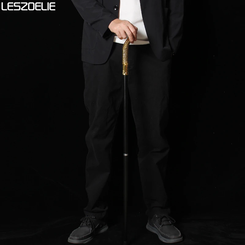 Gold & Black Cobra-Head Walking Stick Men's Elegant Fashion Vintage Decorative Cane for Women Halloween Cosplay Luxury Accessory